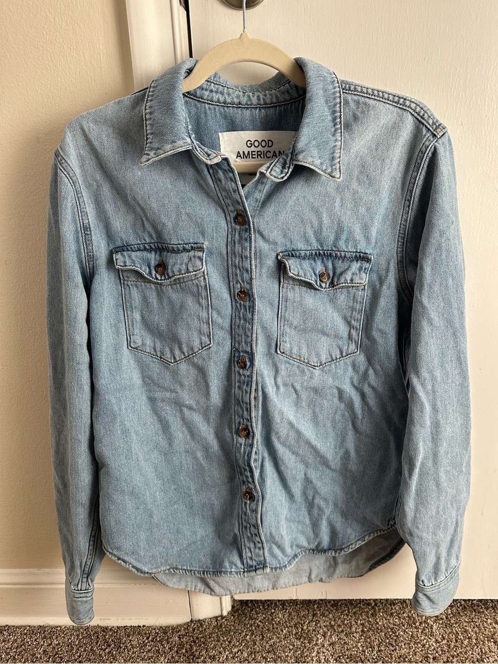 Good American x Zara Denim Long Sleeve Top